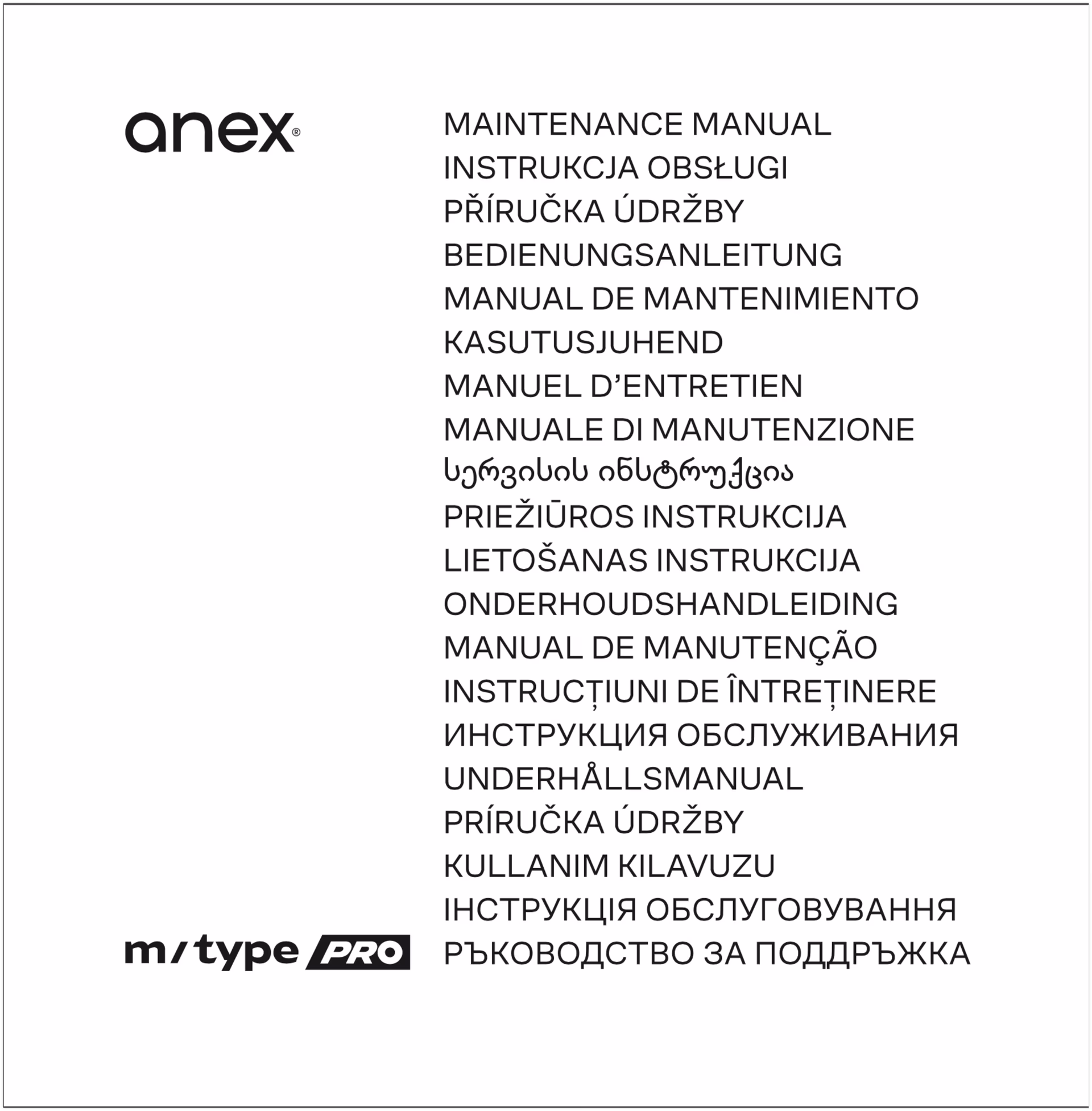 Maintenance manual Anex® m/type PRO