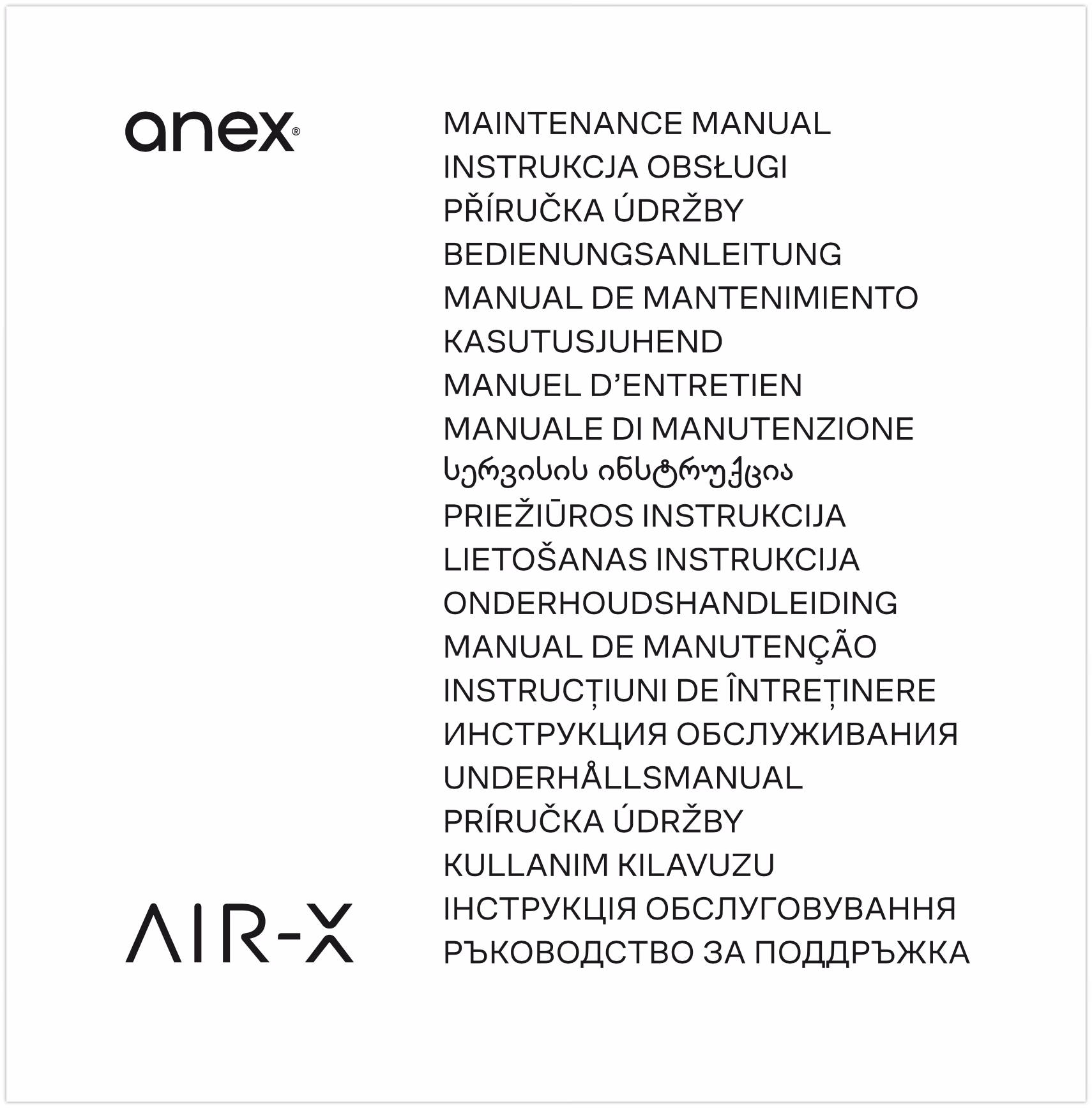 Maintenance manual Anex® Air-X
