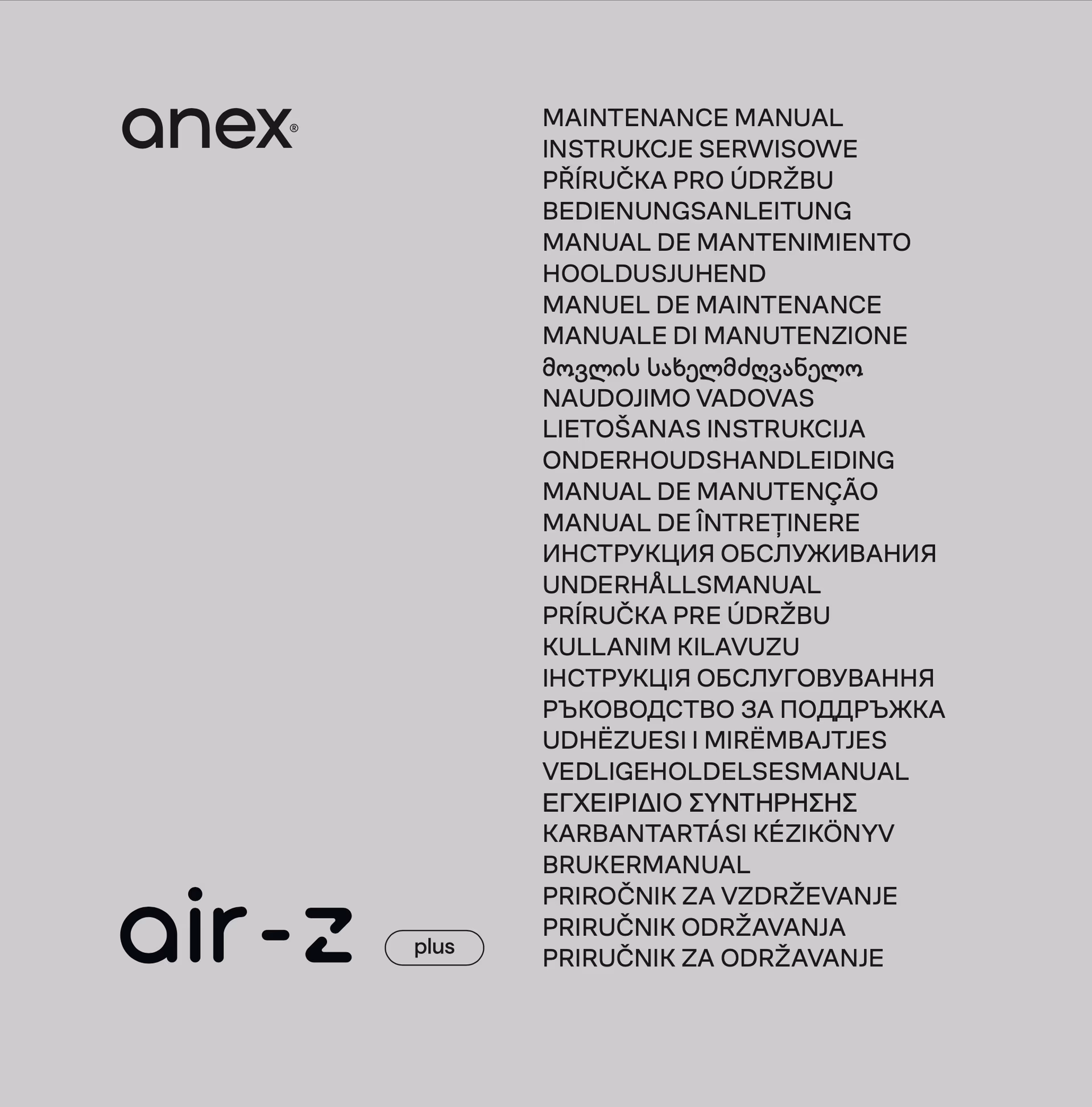 Maintenance manual Anex Air-Z Plus