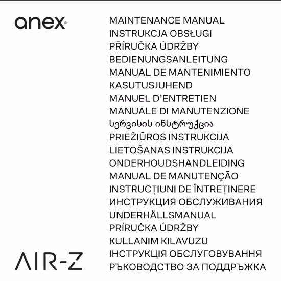 Maintenance manual Anex® Air-Z